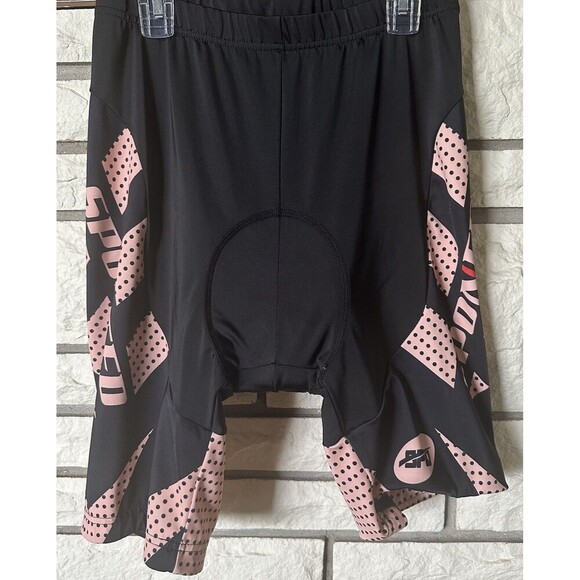 SPONEED Mens XL Padded Bicycle Cycling Shorts Black & Peach - Picture 1 of 7